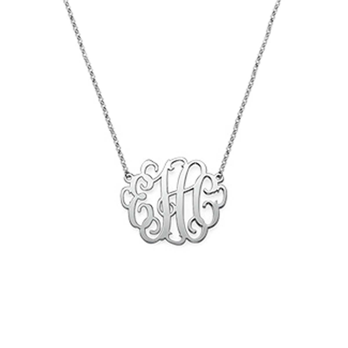large silver monogram necklace