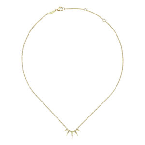 Gabriel & Co gold and diamond five spikes necklace