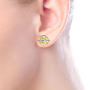 Gabriel & Co hammered gold studs model view