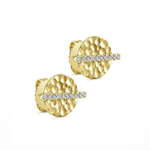 Gabriel & Co hammered gold studs angled view