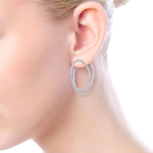 Gabriel & Co oval earrings modeled