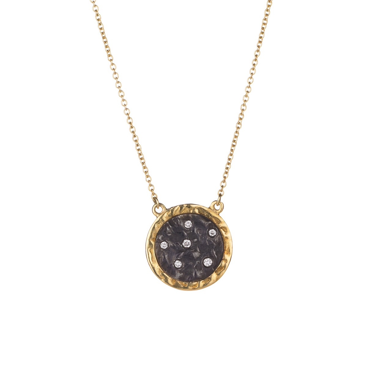 18K Gold and Oxidized Silver Mini Midnight Pendant Necklace with ...