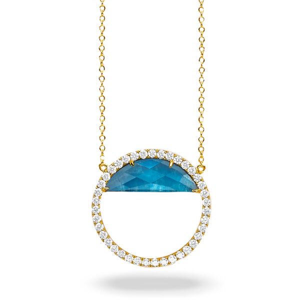 Doves by Paloma Doron blue topaz circle necklace