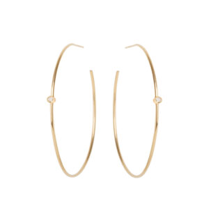 Zoe Chicco single diamond open hoop earrings