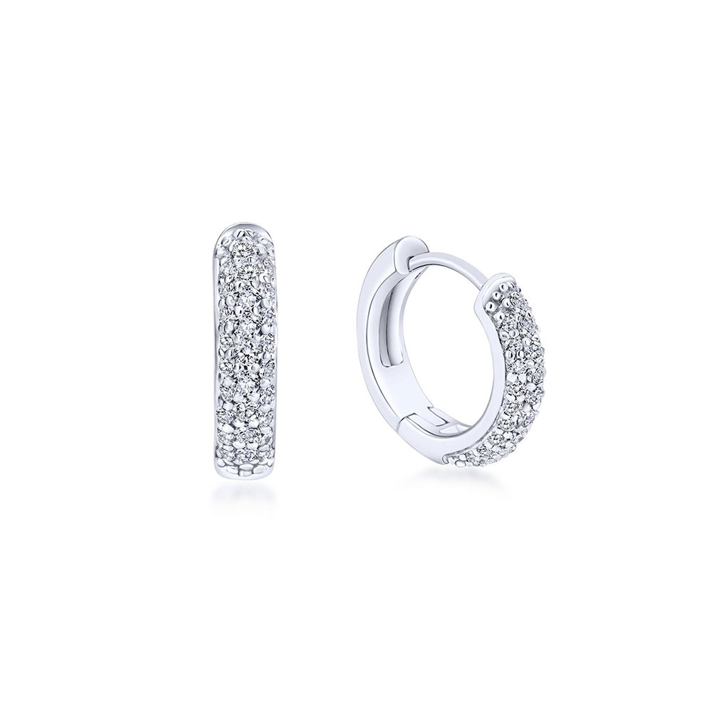 14K Pave Diamond Hoops - ROCKS: Jewelry, Gifts, Home