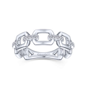 Gabriel & Co white gold link ring with diamonds, bottom view
