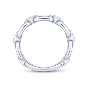 Gabriel & Co white gold link ring with diamonds, side view