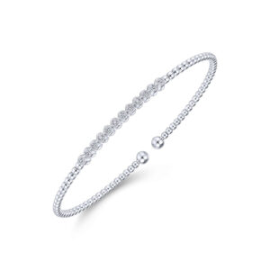 Gabriel & Co white gold beaded bracelet angled view