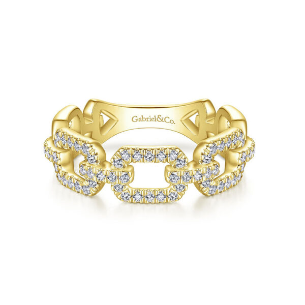 Gabriel & Co gold pave diamond link ring