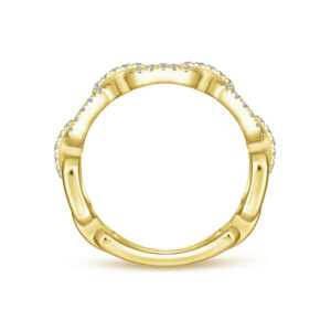 Gabriel & Co gold pave diamond link ring side view