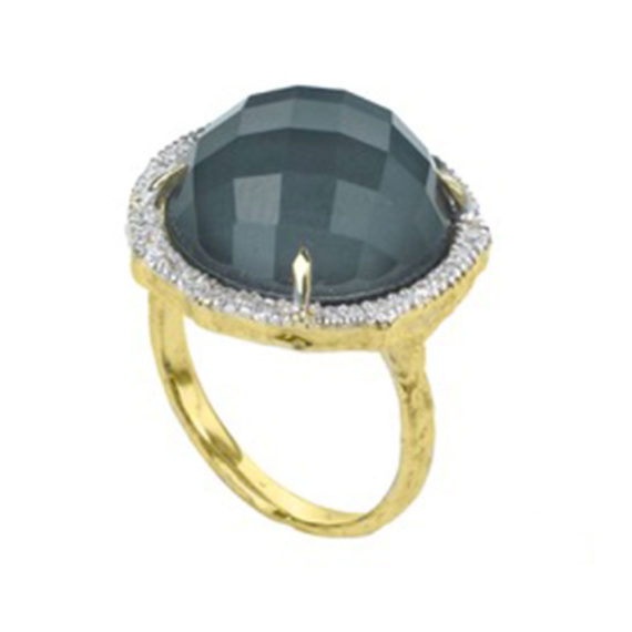 faceted black stone ring