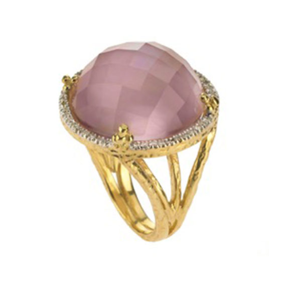 faceted pink stone ring