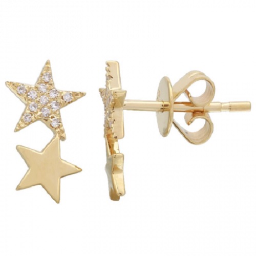 Gold Two Star Earrings - ROCKS: Jewelry, Gifts, Home